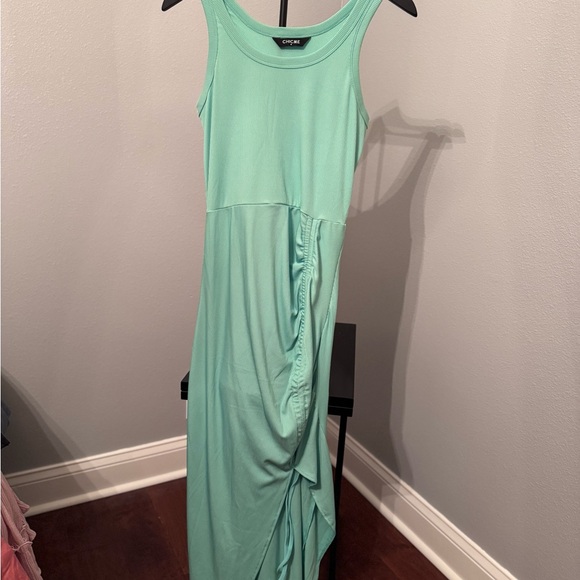 Ruched Side Tank Maxi Dress in Mint Green - Picture 2 of 2